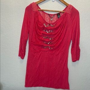 BKE Pink Lace Detail Top